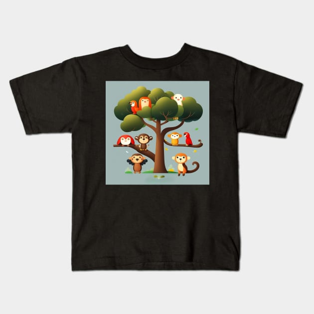 Zoo Animals Art Print Kids T-Shirt by ArtShare